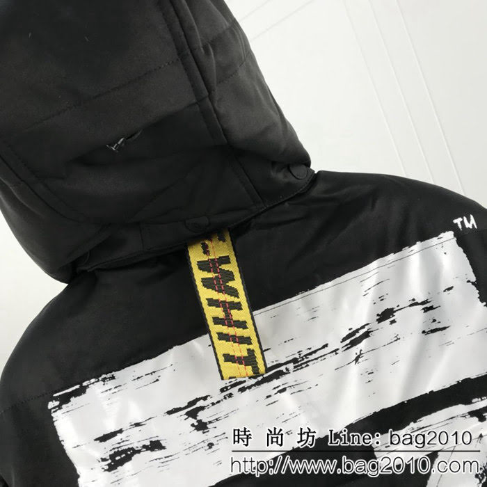 Moncle OFF 2018SS秋冬羽絨服 袖子定制膠板LOGO 數碼直噴斑馬線 內裏90%白鵝絨 高版本情侶款 ydi2308
